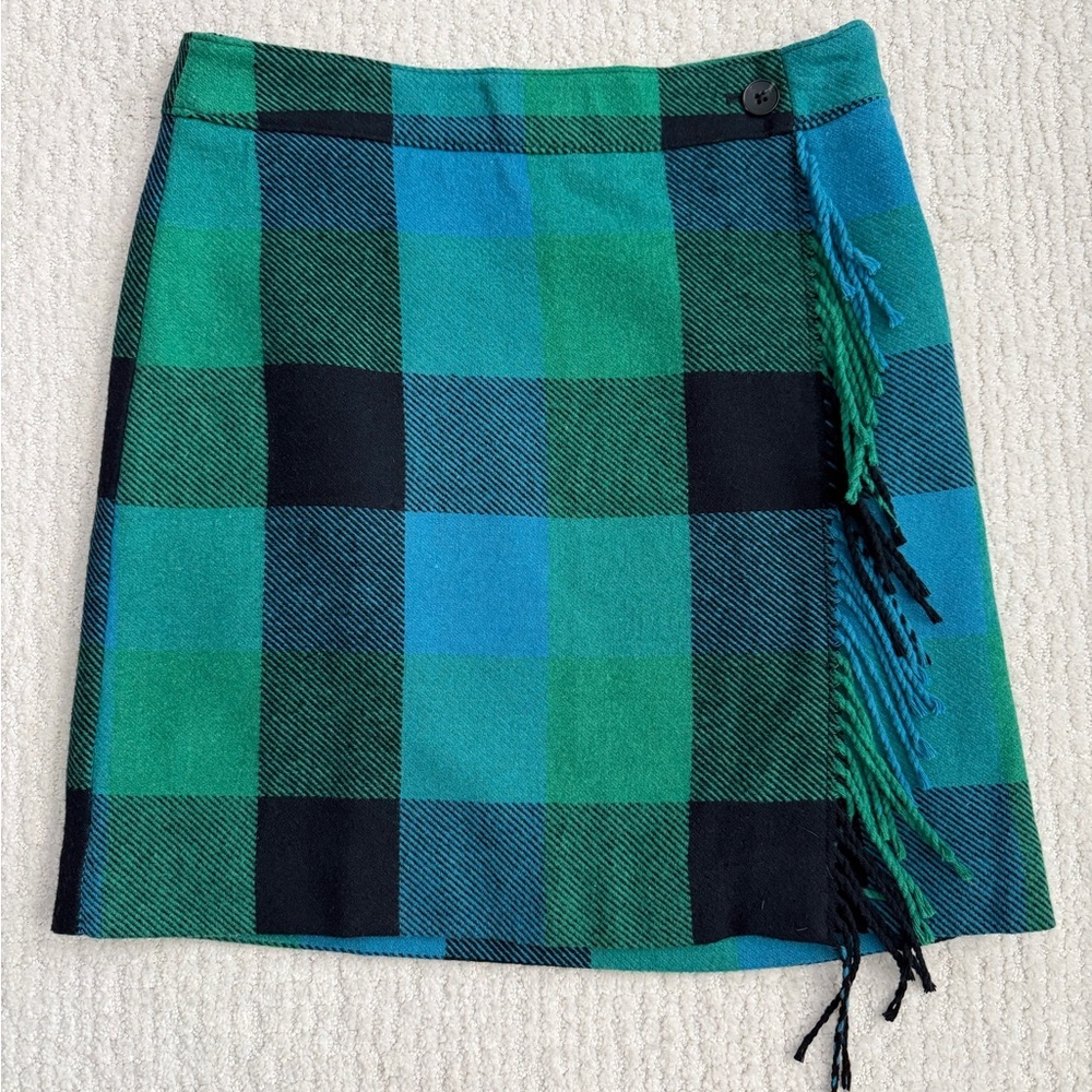 Talbots Green and Blue Plaid Mini Skirt